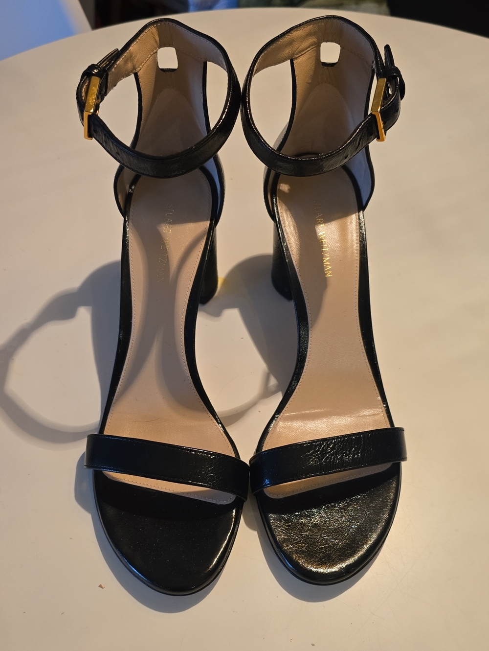 Stuart Weitzman Black Ankle-Strap High Heel Sandals